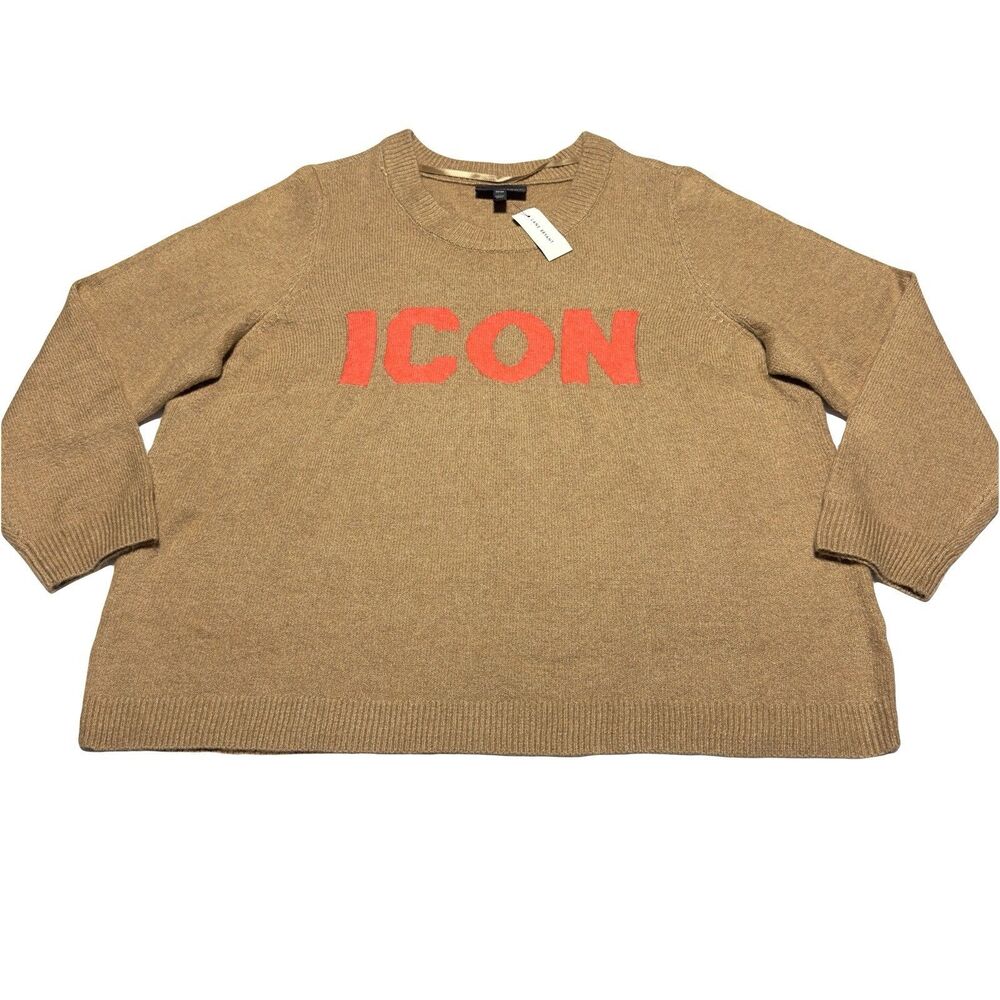 Lane Bryant Crew Neck Icon Pullover Sweater Tan Long Sleeve Size 22 / 24 NWT